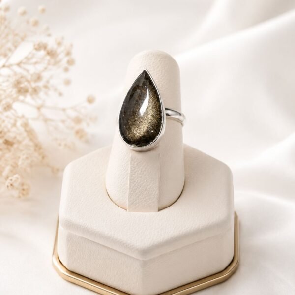 Anillo Obsidiana Dorada — Corte Gota